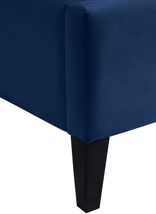 Fritz Navy Velvet Twin Bed - Bargain Furniture (Detroit, MI)
