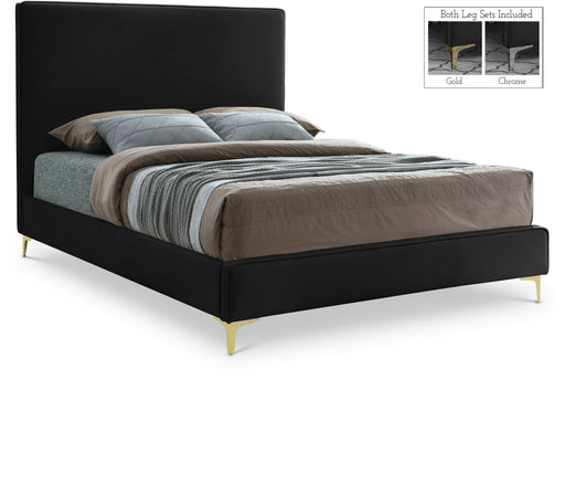 Geri Black Velvet King Bed - Bargain Furniture (Detroit, MI)