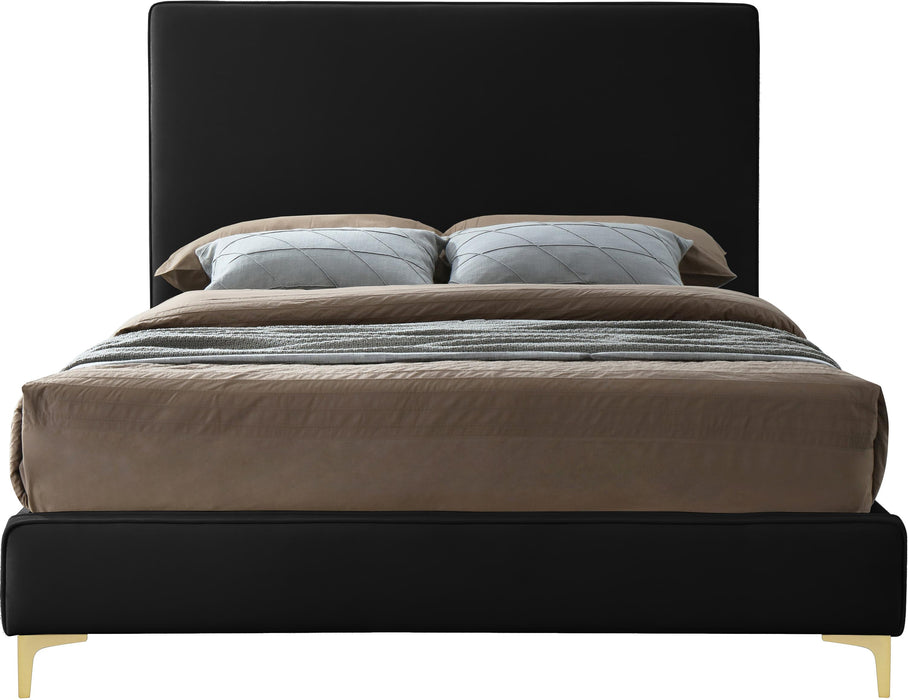 Geri Black Velvet Queen Bed - Bargain Furniture (Detroit, MI)