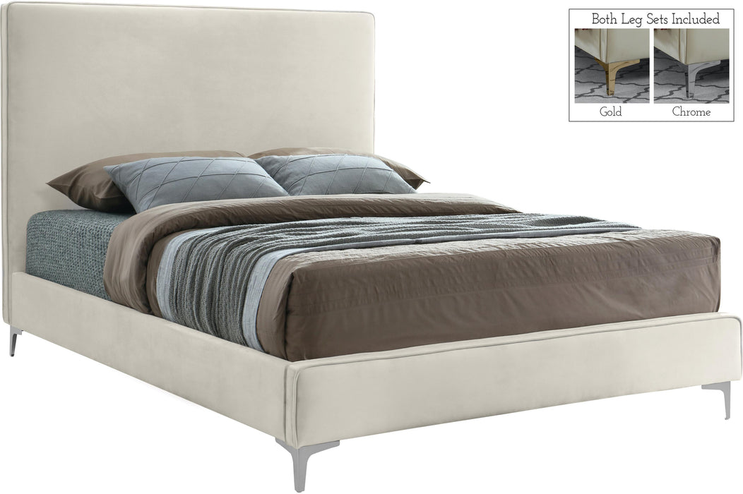 Geri Cream Velvet King Bed - Bargain Furniture (Detroit, MI)