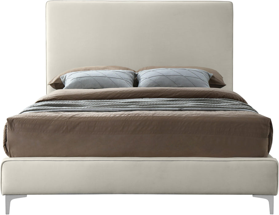 Geri Cream Velvet King Bed - Bargain Furniture (Detroit, MI)