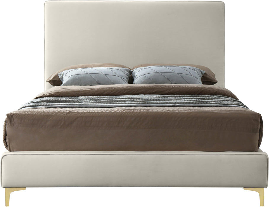 Geri Cream Velvet King Bed - Bargain Furniture (Detroit, MI)