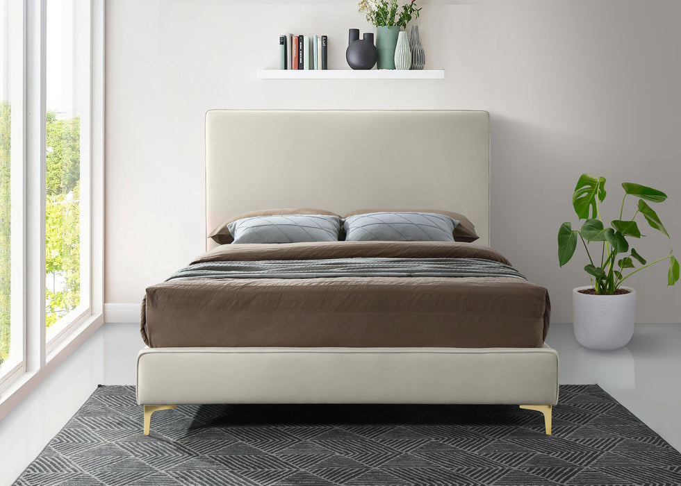 Geri Cream Velvet King Bed - Bargain Furniture (Detroit, MI)