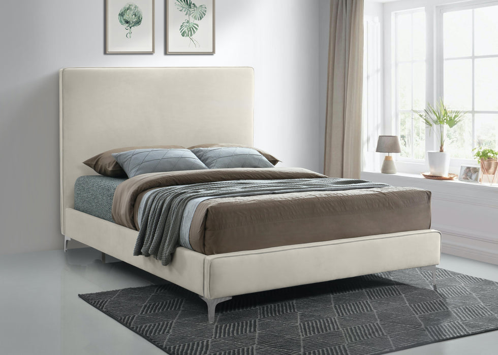 Geri Cream Velvet King Bed - Bargain Furniture (Detroit, MI)