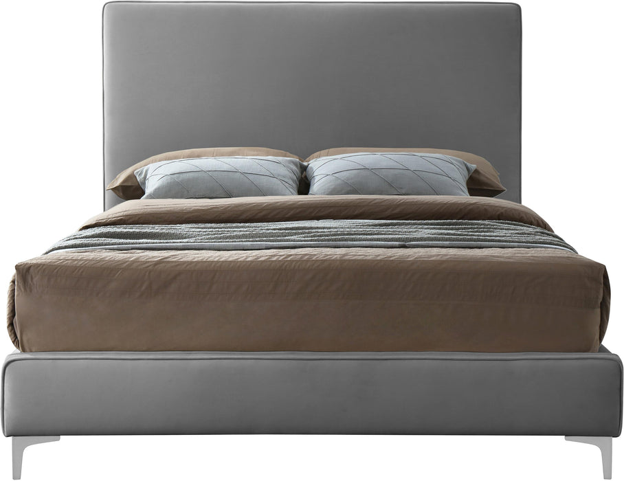 Geri Grey Velvet King Bed - Bargain Furniture (Detroit, MI)