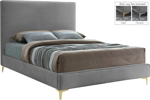 Geri Grey Velvet Queen Bed - Bargain Furniture (Detroit, MI)