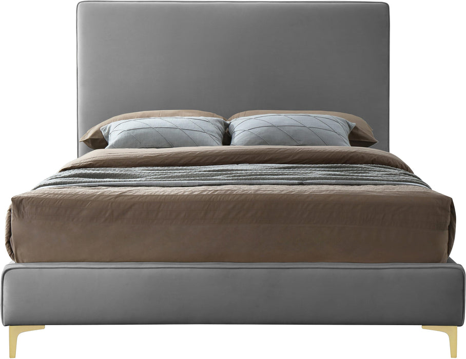 Geri Grey Velvet King Bed - Bargain Furniture (Detroit, MI)