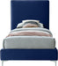 Geri Navy Velvet Twin Bed - Bargain Furniture (Detroit, MI)