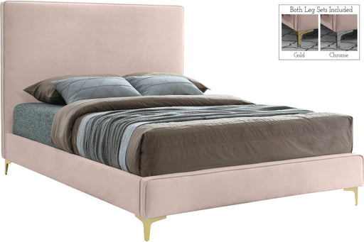 Geri Pink Velvet King Bed - Bargain Furniture (Detroit, MI)