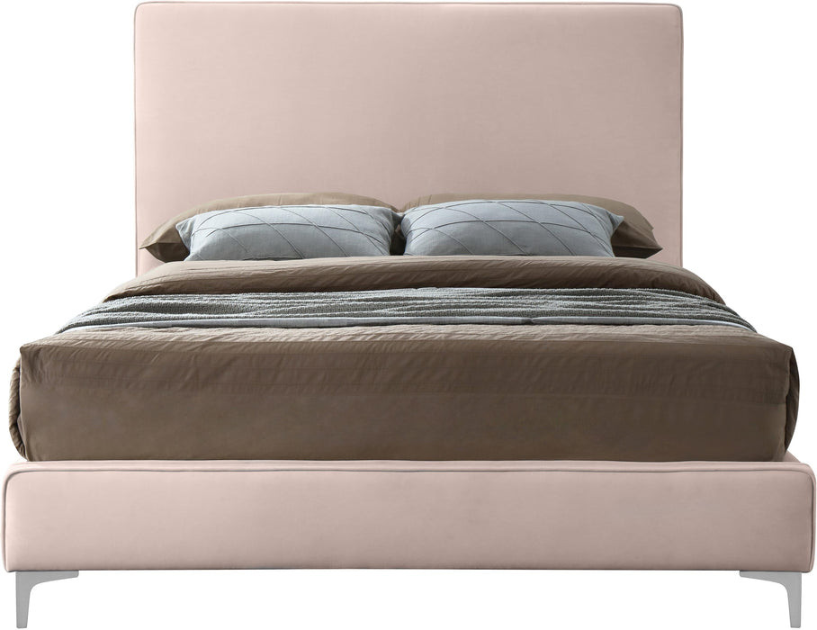Geri Pink Velvet King Bed - Bargain Furniture (Detroit, MI)