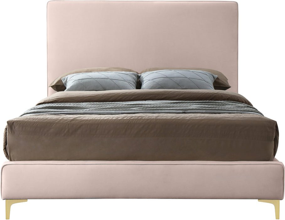 Geri Pink Velvet King Bed - Bargain Furniture (Detroit, MI)