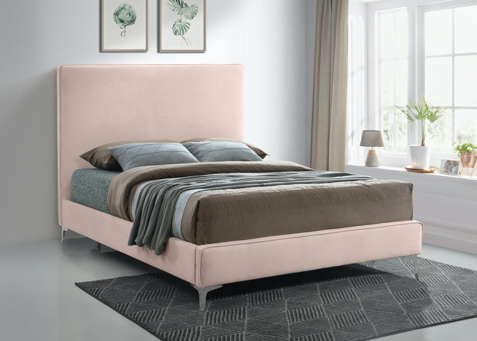 Geri Pink Velvet King Bed - Bargain Furniture (Detroit, MI)