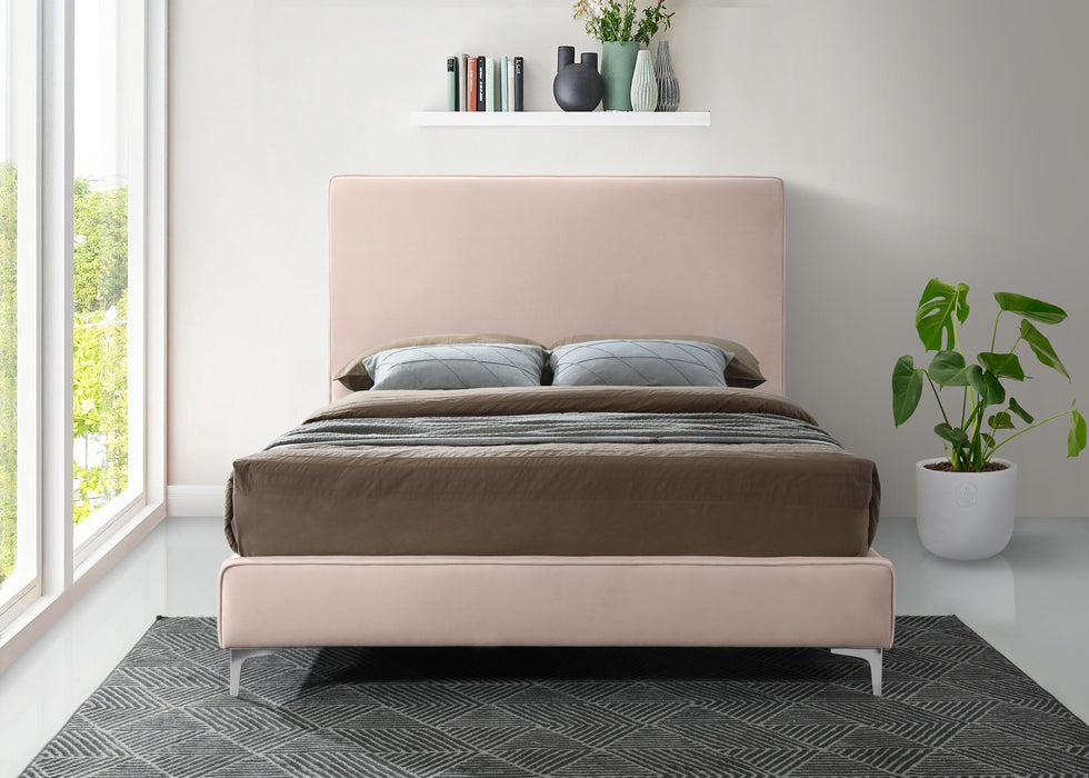 Geri Pink Velvet King Bed - Bargain Furniture (Detroit, MI)