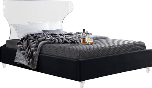 Ghost Black Velvet Queen Bed - Bargain Furniture (Detroit, MI)