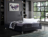 Ghost Black Velvet Queen Bed - Bargain Furniture (Detroit, MI)