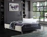 Ghost Cream Velvet Queen Bed - Bargain Furniture (Detroit, MI)
