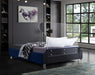 Ghost Navy Velvet Queen Bed - Bargain Furniture (Detroit, MI)