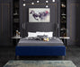 Ghost Navy Velvet Queen Bed - Bargain Furniture (Detroit, MI)