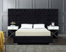 Grande Black Velvet Queen Bed (3 Boxes) - Bargain Furniture (Detroit, MI)