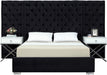 Grande Black Velvet Queen Bed (3 Boxes) - Bargain Furniture (Detroit, MI)