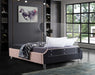 Ghost Pink Velvet King Bed - Bargain Furniture (Detroit, MI)