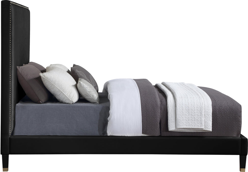 Harlie Black Velvet King Bed - Bargain Furniture (Detroit, MI)