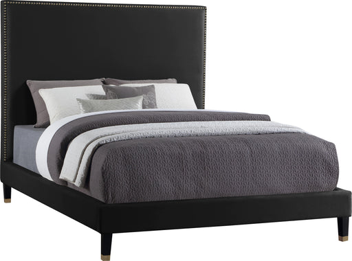 Harlie Black Velvet King Bed - Bargain Furniture (Detroit, MI)