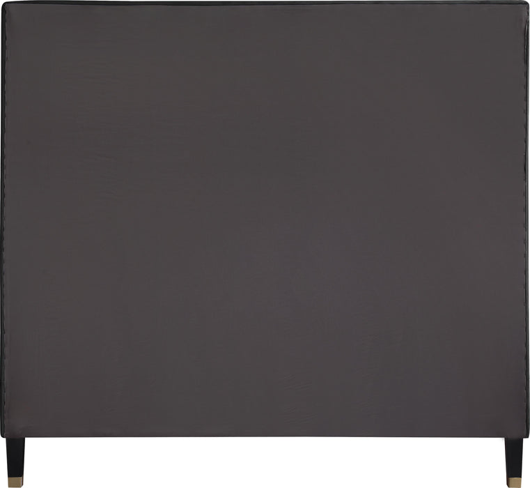 Harlie Black Velvet Queen Bed - Bargain Furniture (Detroit, MI)