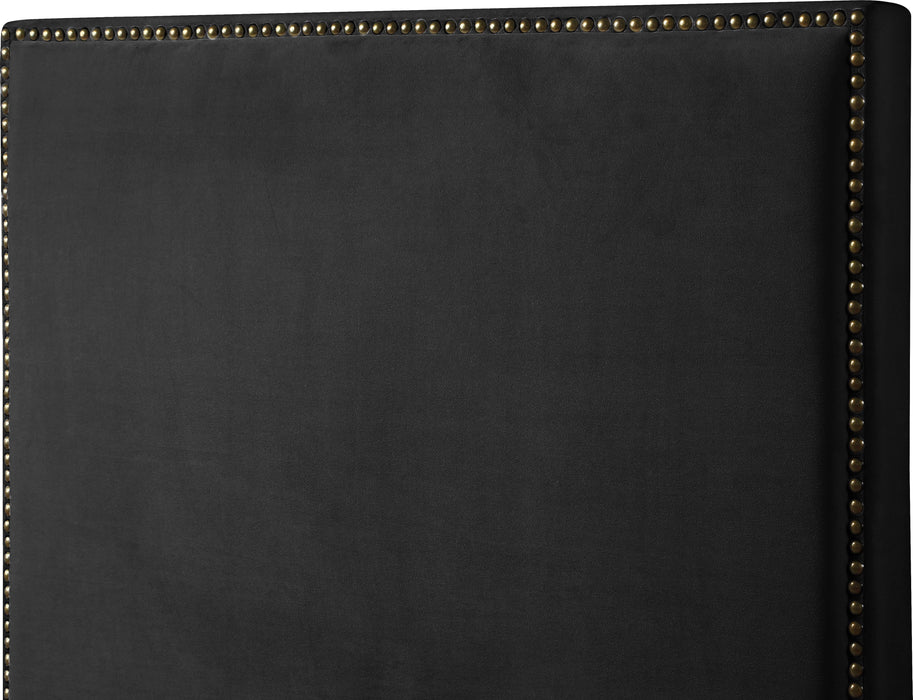Harlie Black Velvet King Bed - Bargain Furniture (Detroit, MI)