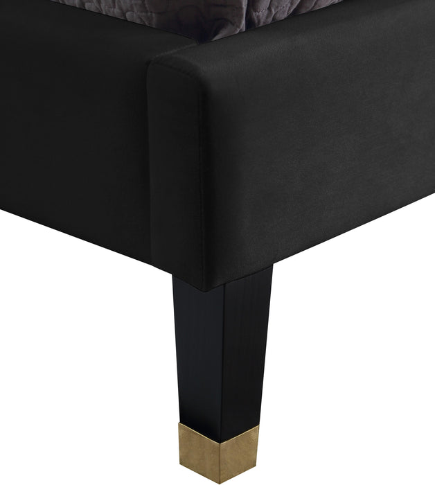 Harlie Black Velvet Queen Bed - Bargain Furniture (Detroit, MI)
