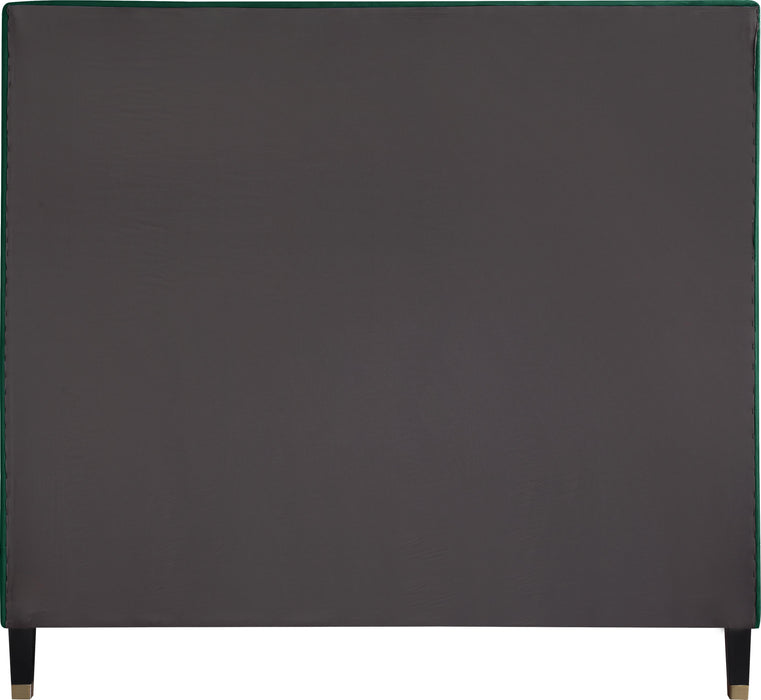 Harlie Green Velvet King Bed - Bargain Furniture (Detroit, MI)