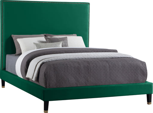 Harlie Green Velvet King Bed - Bargain Furniture (Detroit, MI)