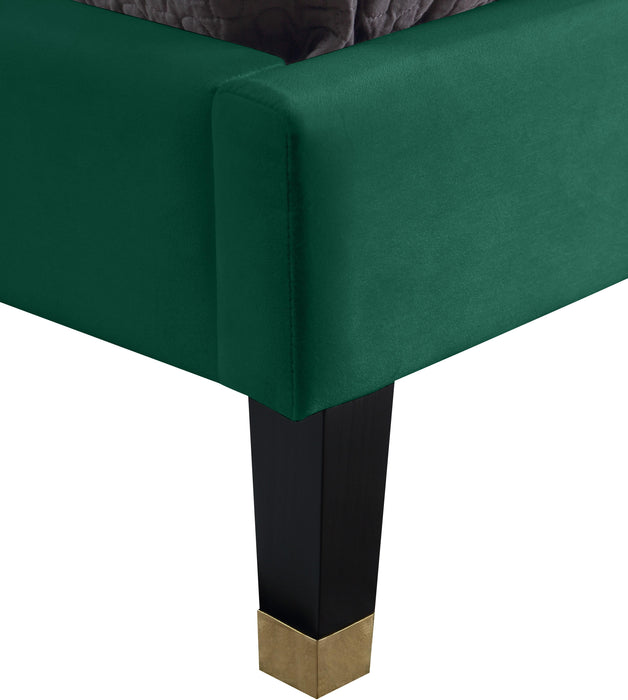 Harlie Green Velvet Queen Bed - Bargain Furniture (Detroit, MI)