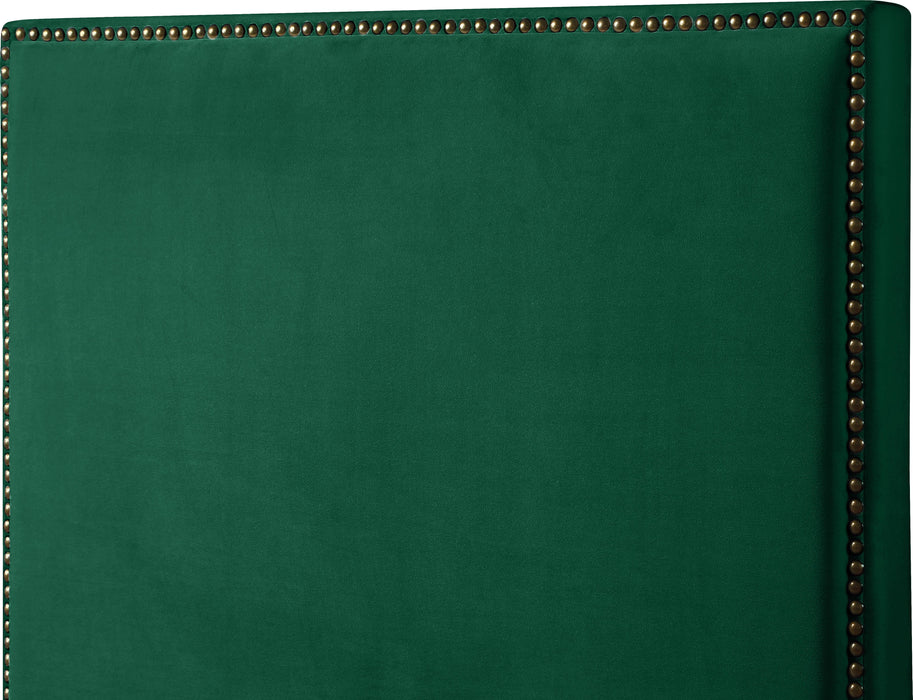 Harlie Green Velvet King Bed - Bargain Furniture (Detroit, MI)