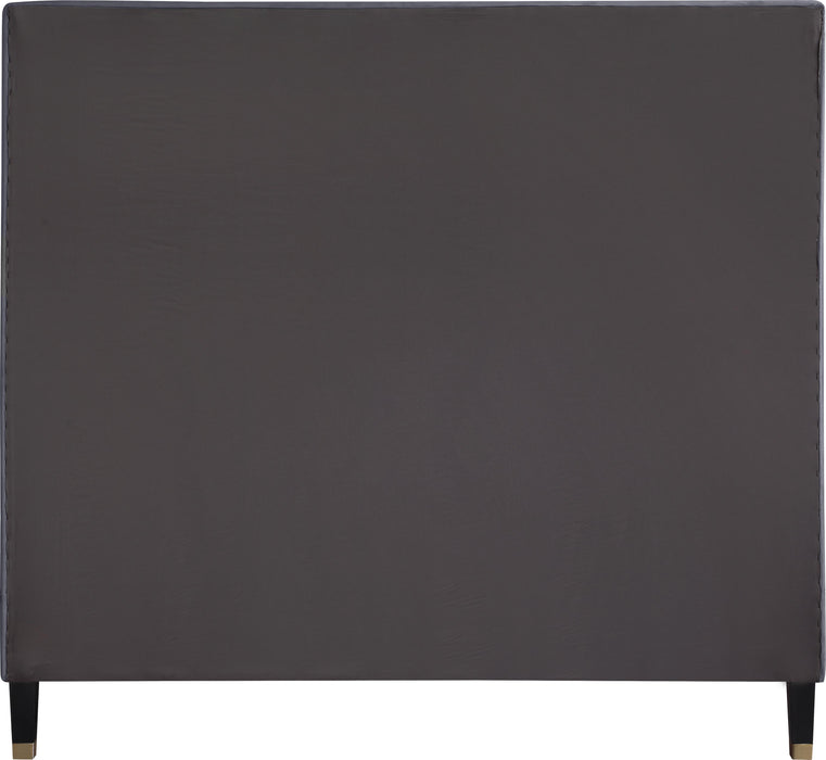 Harlie Grey Velvet Queen Bed - Bargain Furniture (Detroit, MI)