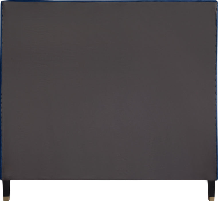 Harlie Navy Velvet King Bed - Bargain Furniture (Detroit, MI)