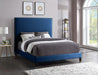 Harlie Navy Velvet King Bed - Bargain Furniture (Detroit, MI)