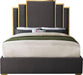 Hugo Grey Velvet Queen Bed - Bargain Furniture (Detroit, MI)