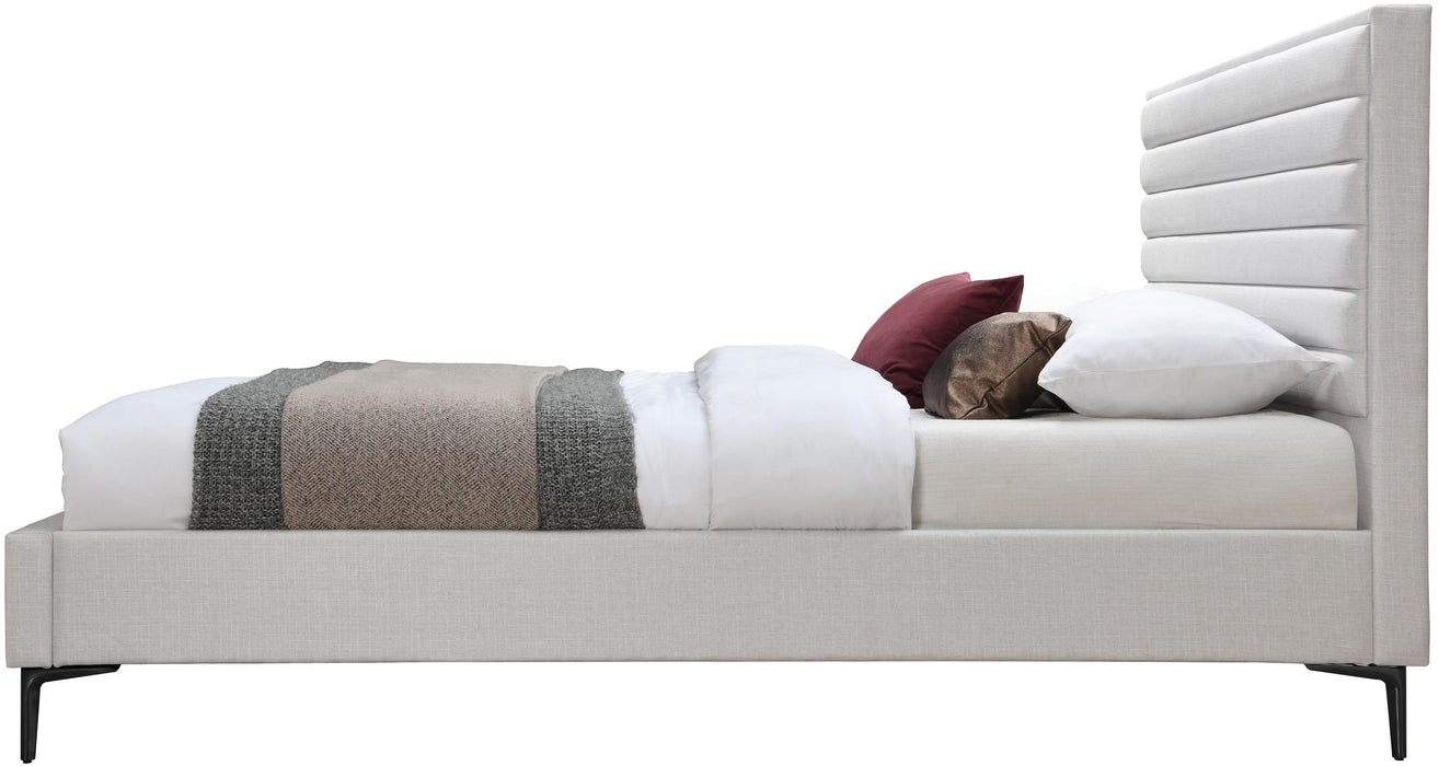 Hunter Cream Linen Queen Bed - Bargain Furniture (Detroit, MI)