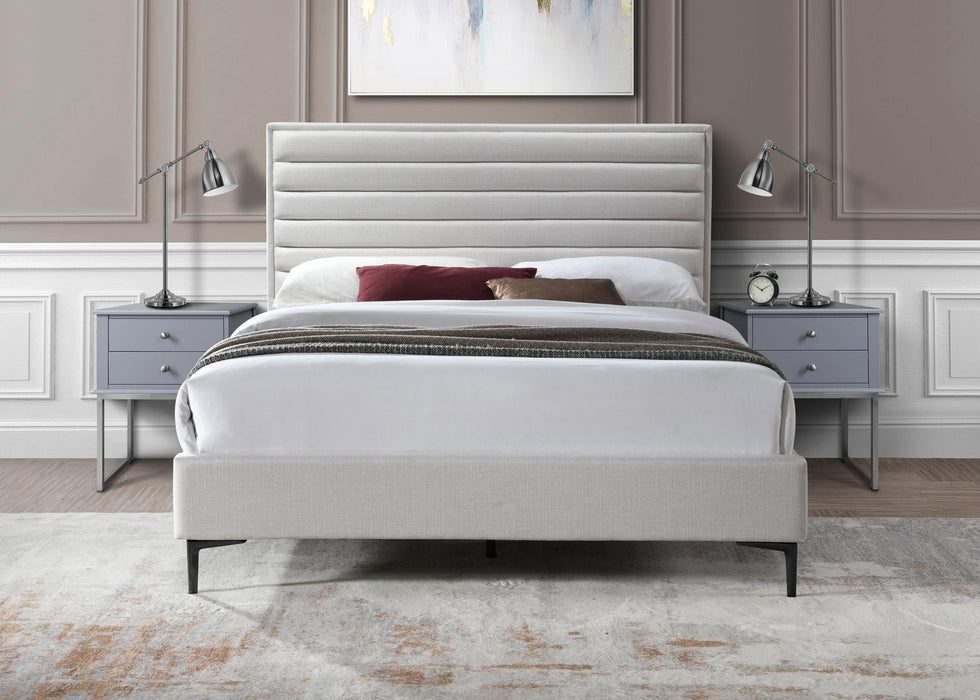Hunter Cream Linen Queen Bed - Bargain Furniture (Detroit, MI)