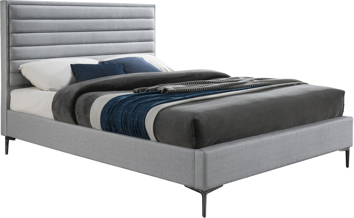 Hunter Grey Linen King Bed - Bargain Furniture (Detroit, MI)