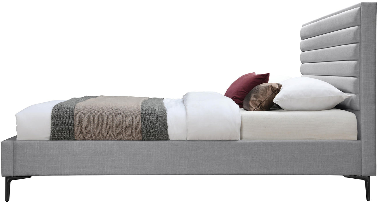 Hunter Grey Linen King Bed - Bargain Furniture (Detroit, MI)