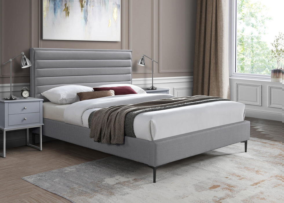 Hunter Grey Linen King Bed - Bargain Furniture (Detroit, MI)