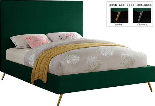 Jasmine Green Velvet Queen Bed - Bargain Furniture (Detroit, MI)