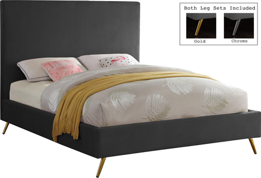 Jasmine Grey Velvet Queen Bed - Bargain Furniture (Detroit, MI)