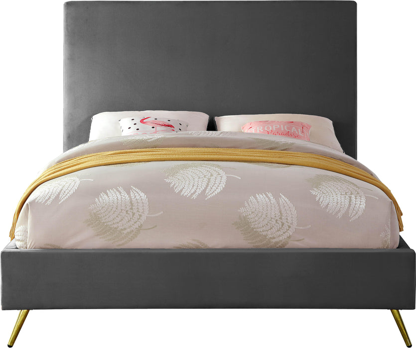Jasmine Grey Velvet King Bed - Bargain Furniture (Detroit, MI)