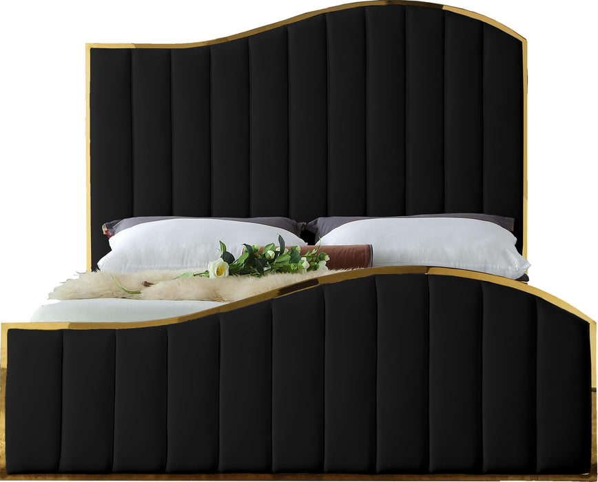 Jolie Black Velvet Queen Bed (3 Boxes) - Bargain Furniture (Detroit, MI)