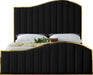 Jolie Black Velvet Queen Bed (3 Boxes) - Bargain Furniture (Detroit, MI)
