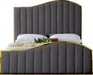 Jolie Grey Velvet Queen Bed (3 Boxes) - Bargain Furniture (Detroit, MI)