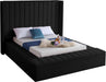 Kiki Black Velvet King Bed (3 Boxes) - Bargain Furniture (Detroit, MI)